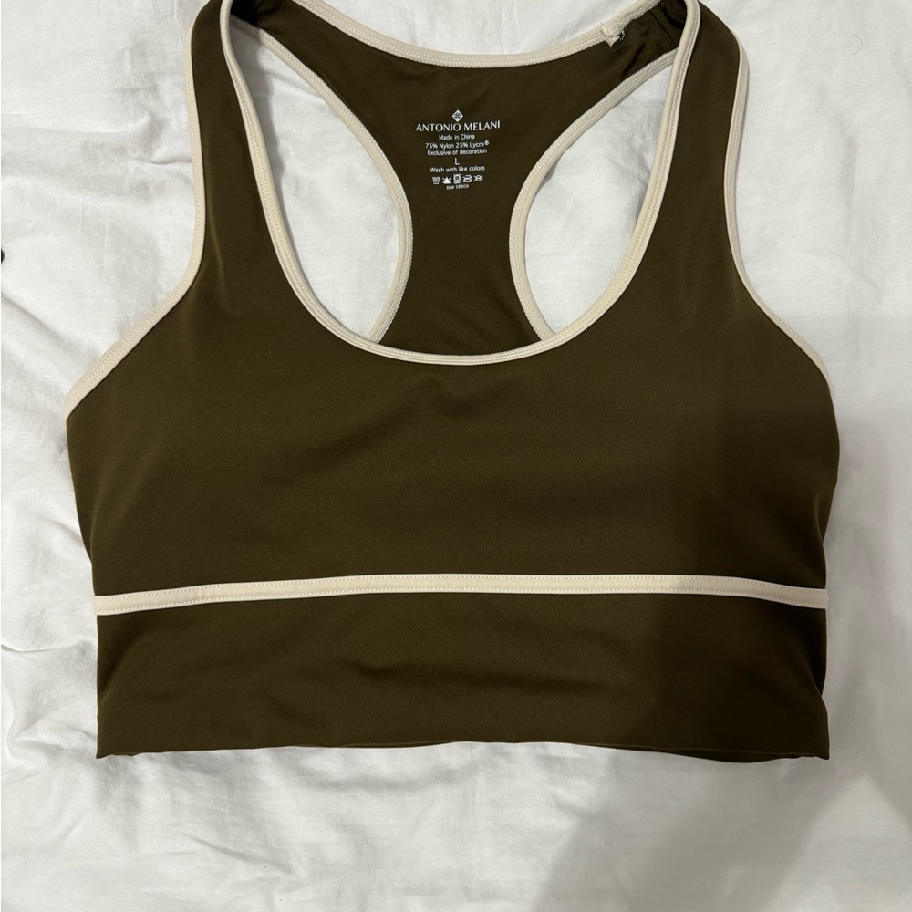 Antonio Melani Olive Sports Bra Size Large New